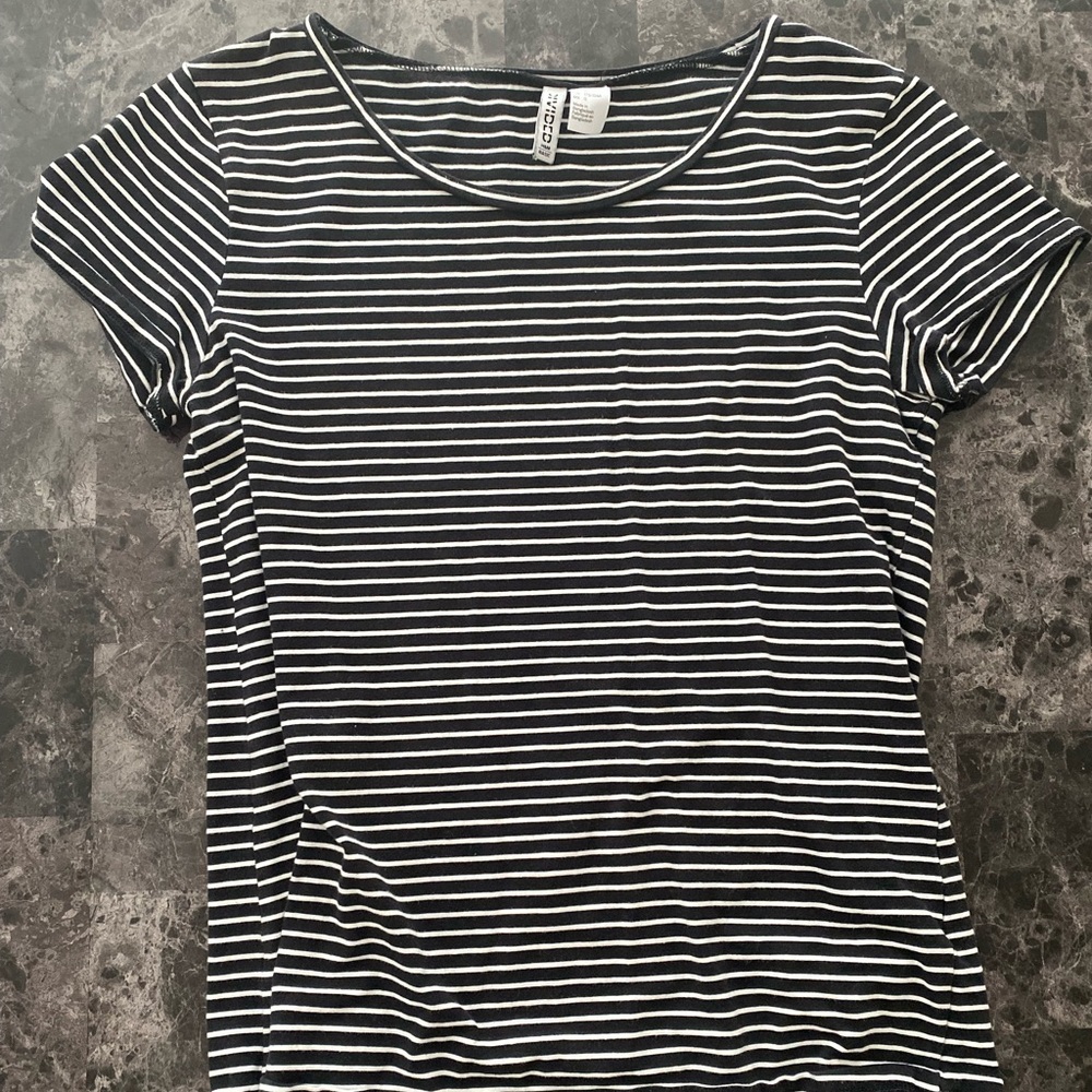 H&M Divided Black and White Striped Tee